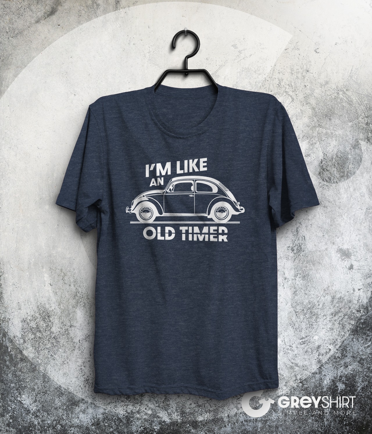 T-shirt fan de voiture coccinelle "I'm like an old timer" Bleu Marine