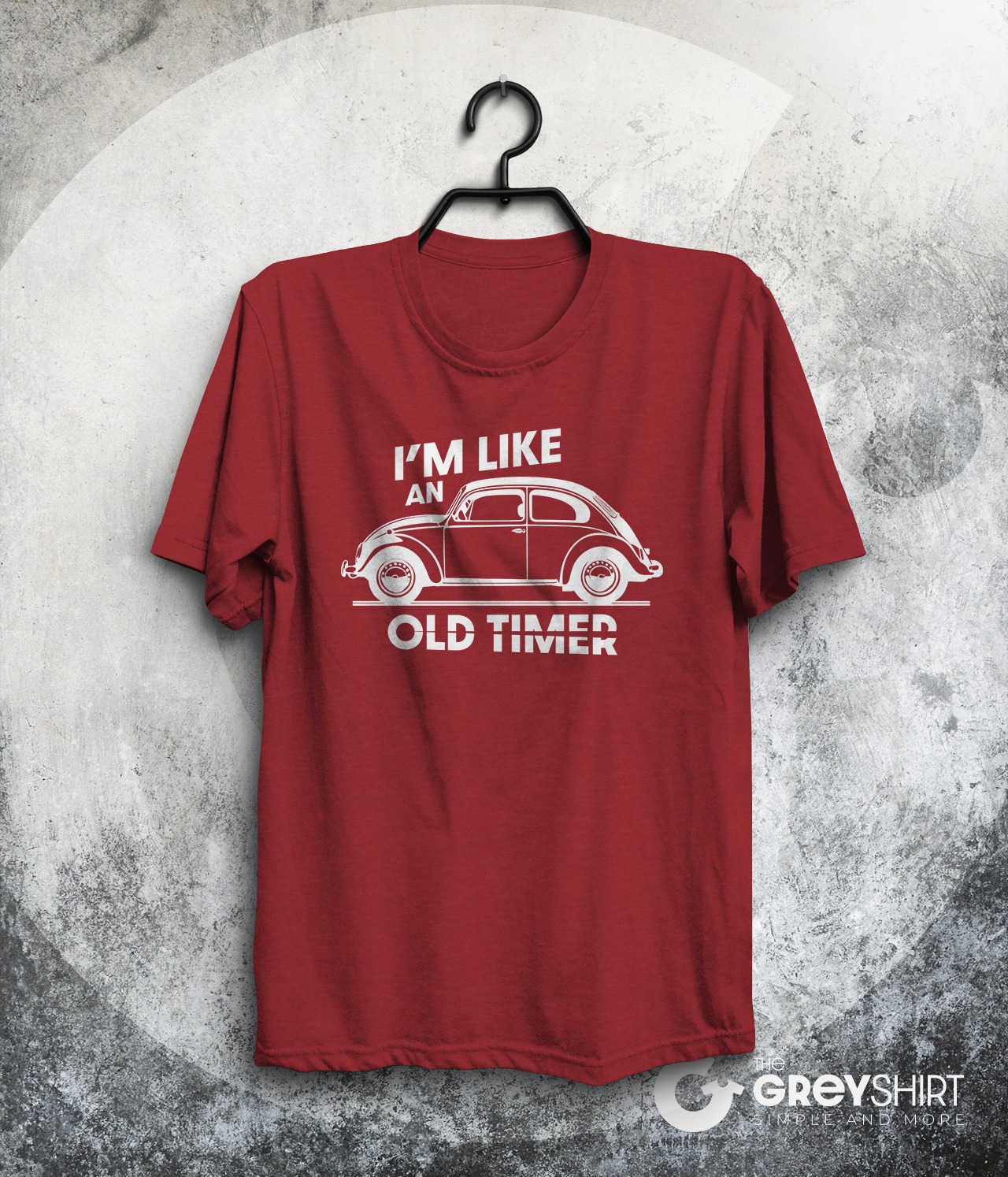 T-shirt fan de voiture coccinelle "I'm like an old timer" Bordeaux