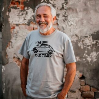 T-shirt fan de voiture coccinelle "I'm like an old timer" Bleu Marine